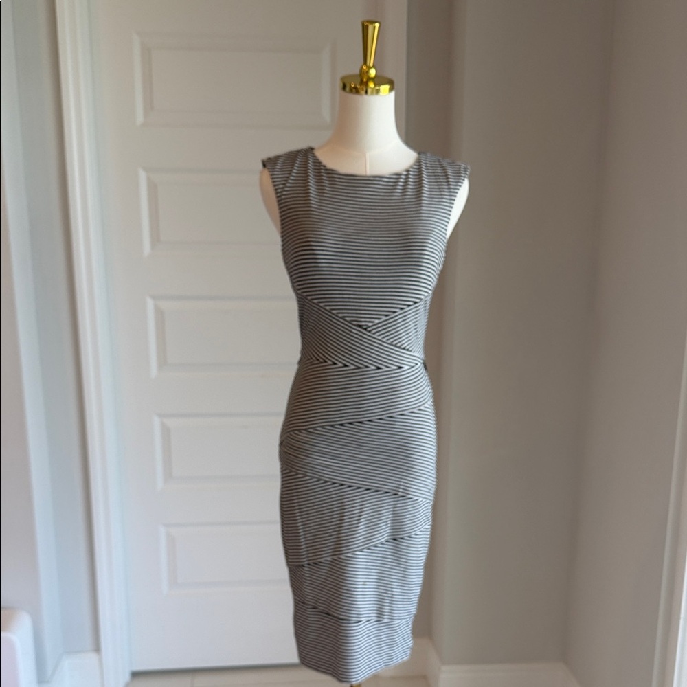 WHBM White House Black Market  Sleeveless Black & White Striped Dress Size 0